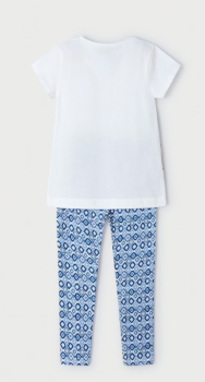 Mayoral - 2-teiliges Set/ T-Shirt weiß Elefant & Leggings blau